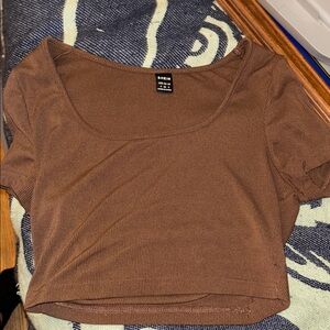 SHEIN Chocolate Brown Ribbed Crop Top